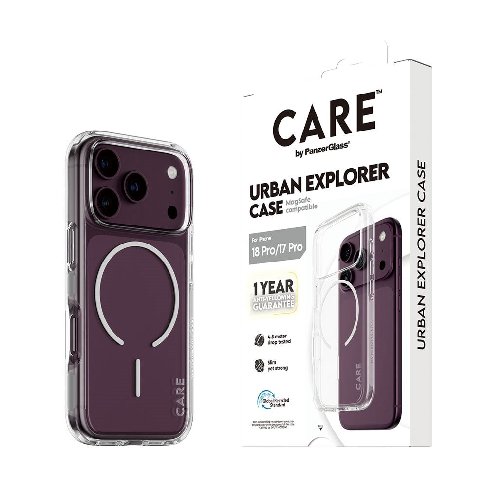 iPhone 18 Pro / 17 Pro CARE by PanzerGlass FLAGSHIP Urban Explorer Skal - MagSafe Kompatibel - Transparent / White