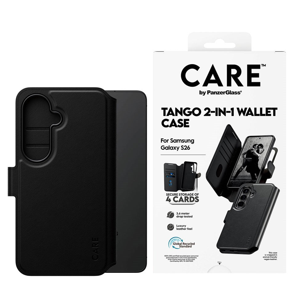 Samsung Galaxy S26 CARE by PanzerGlass Feature Tango 2-i-1 Fodral med Plånbok - Svart