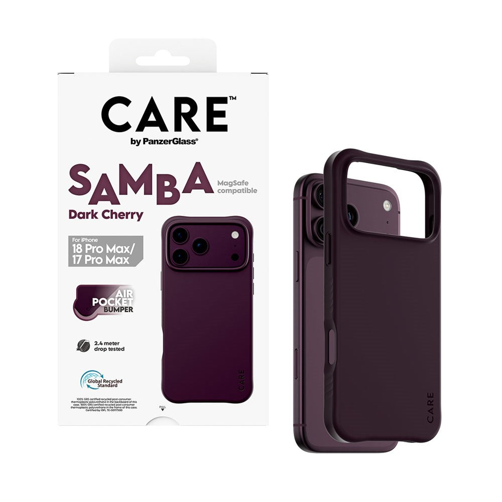 iPhone 18 Pro Max / 17 Pro Max CARE by PanzerGlass Fashionable Samba Skal - MagSafe Kompatibel - Dark Cherry