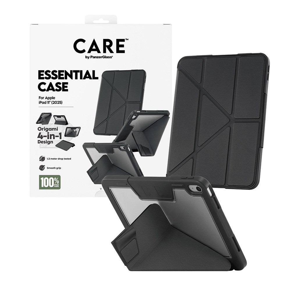 iPad 11" (2025) Care by PanzerGlass Essential Case - Stående Funktion - Svart