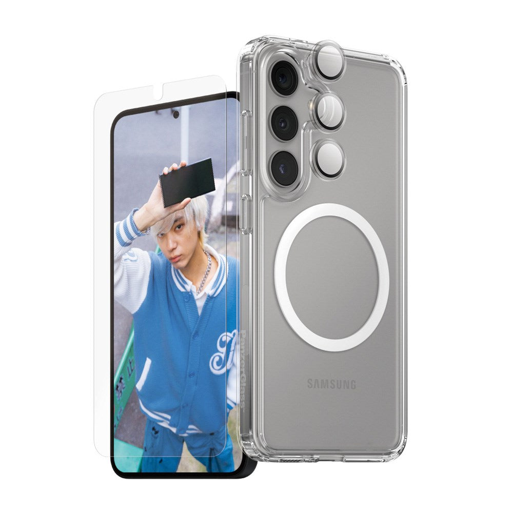 CARE by PanzerGlass Samsung Galaxy S25+ (Plus) 3-i-1 FLAGSHIP Bundle - Skal / Skärmskydd (UWF) / Kameraskydd - Genomskinlig