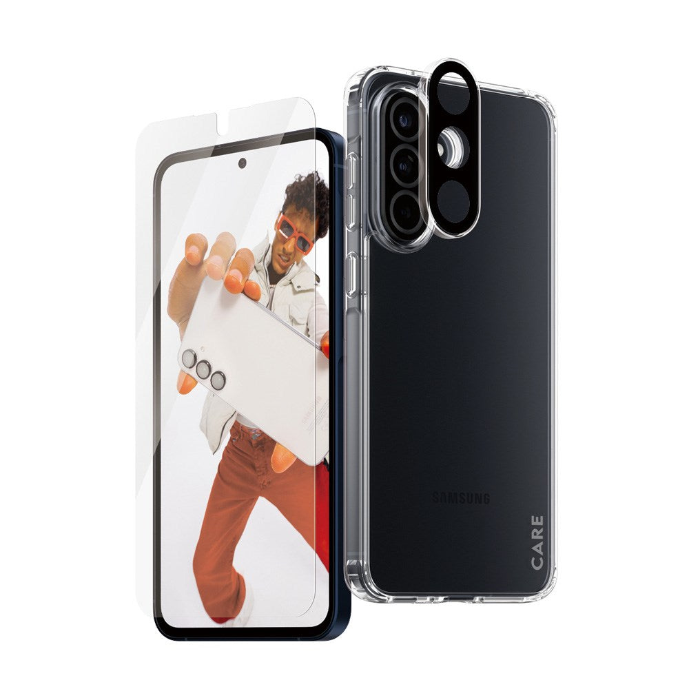 CARE by PanzerGlass Samsung Galaxy A56 (5G) 3-i-1 FLAGSHIP Bundle - Skal / Skärmskydd (UWF) / Kameraskydd - Genomskinlig