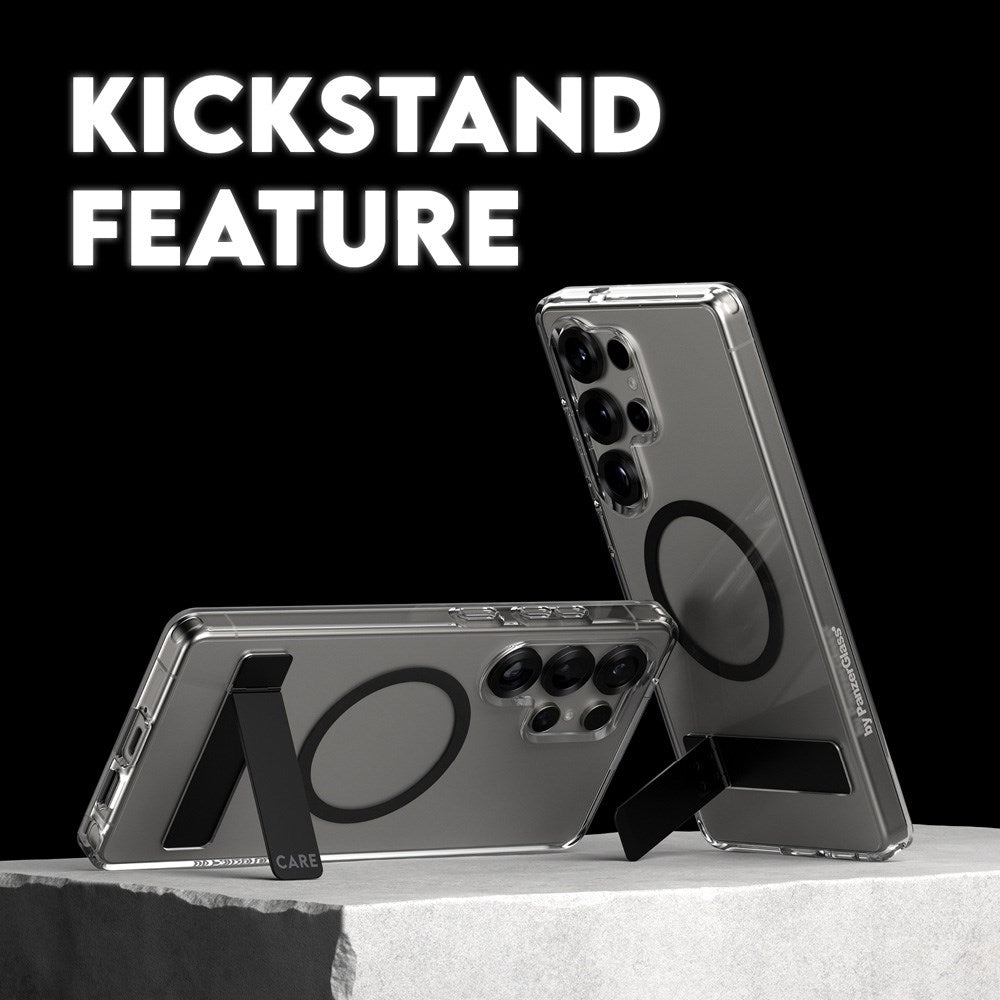CARE by PanzerGlass Samsung Galaxy S25 Ultra Feature Kickstand Skal - Qi Kompatibel - Transparent / Black