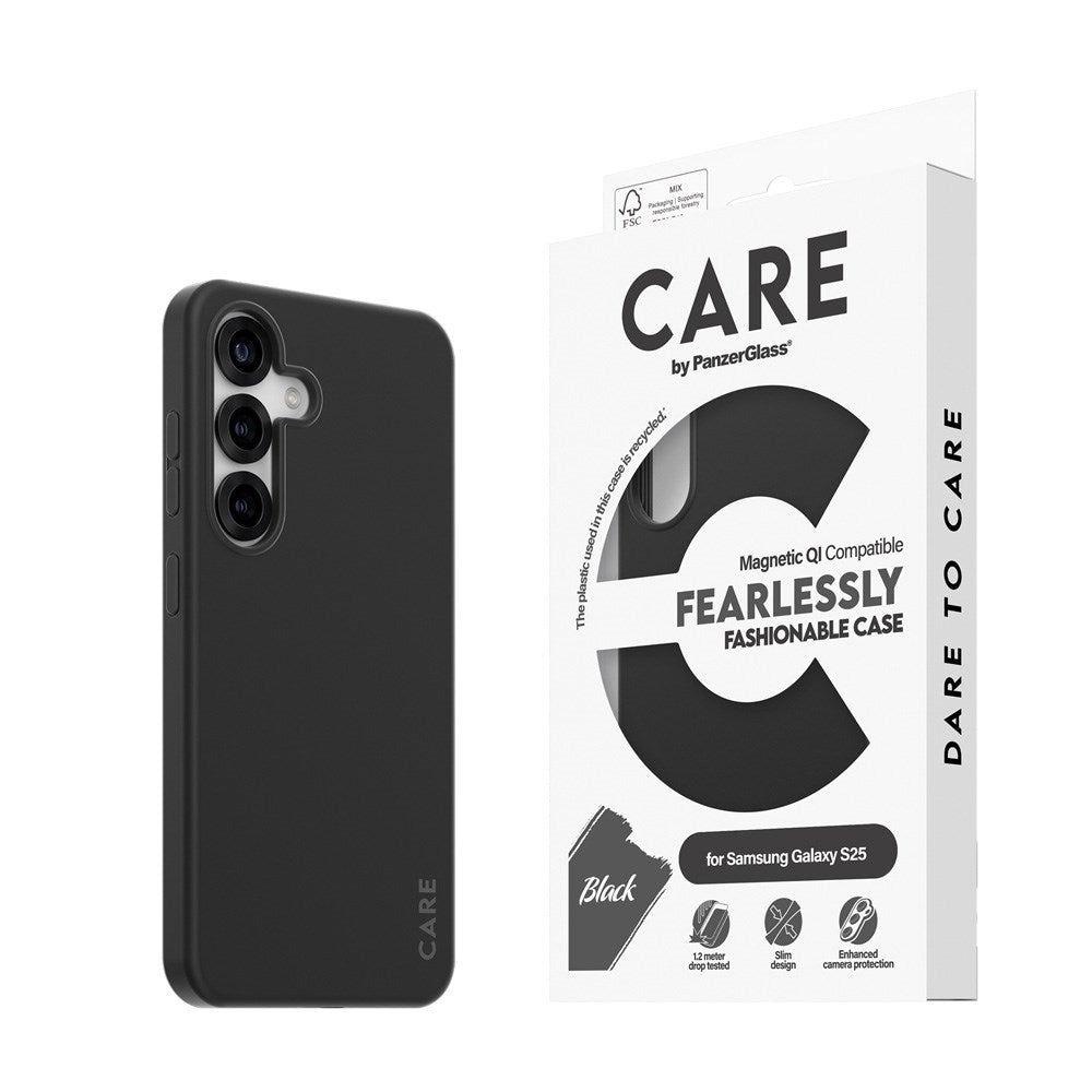 CARE by PanzerGlass Samsung Galaxy S25 FASHION Fearlessly Fashionable Skal - QI Kompatibel - Black