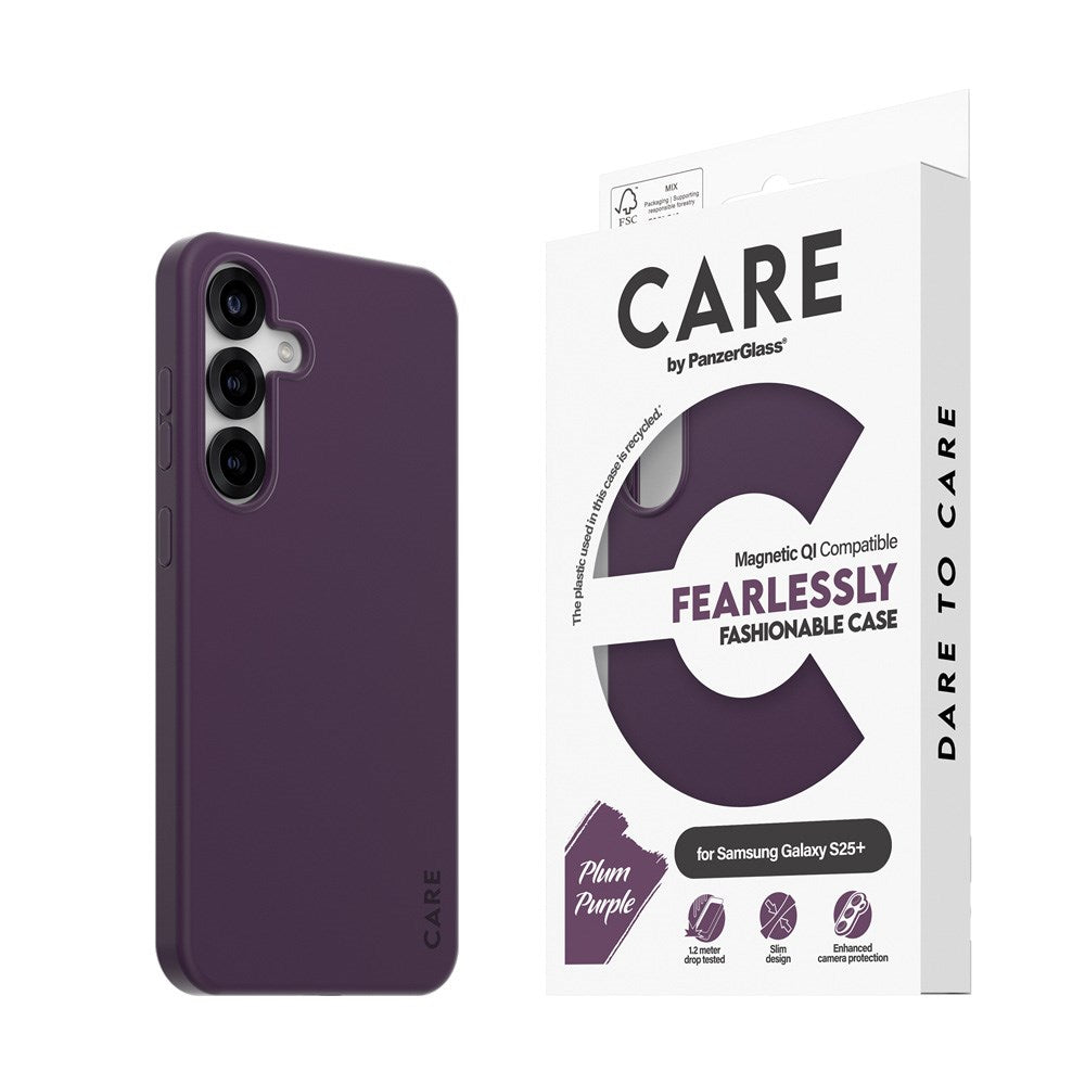 CARE by PanzerGlass Samsung Galaxy S25+ (Plus) FASHION Fearlessly Fashionable Skal - QI Kompatibel - Plum Purple