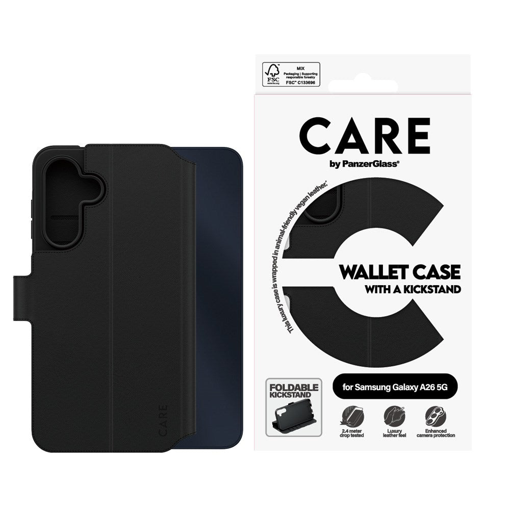 CARE by PanzerGlass Samsung Galaxy A26 (5G) Feature Wallet Case med Stativfunktion - Svart