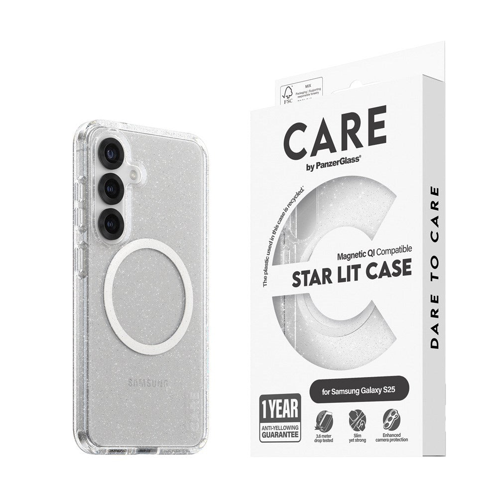 CARE by PanzerGlass Samsung Galaxy S25 FLAGSHIP Urban Combat Skal - Qi Kompatibel - Star Lit / Vit