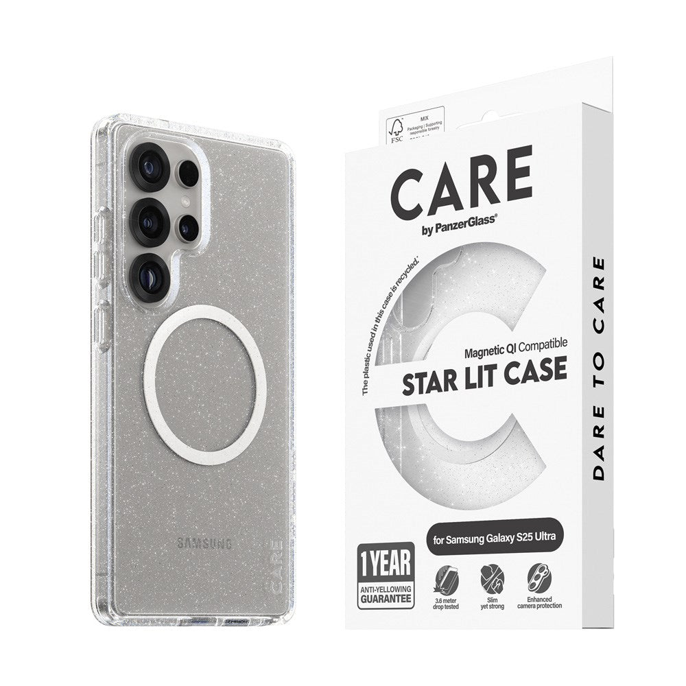 CARE by PanzerGlass Samsung Galaxy S25 Ultra FLAGSHIP Urban Combat Skal - Qi Kompatibel - Star Lit / Vit
