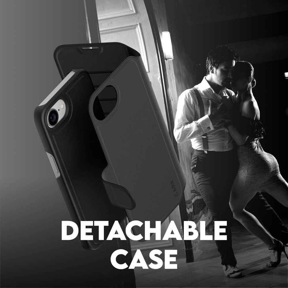 CARE by PanzerGlass iPhone 16e Feature Tango 2-i-1 Skal med Plånbok - Svart