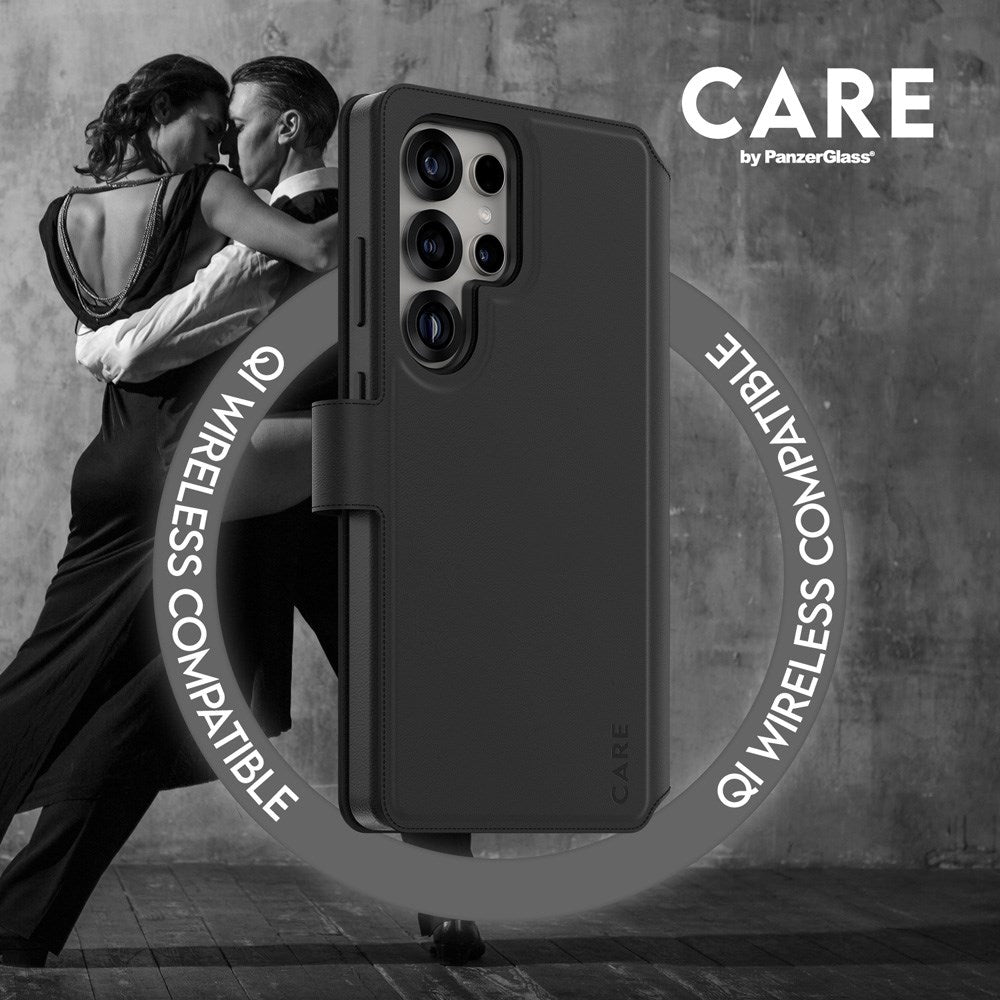 CARE by PanzerGlass Samsung Galaxy S25 Ultra Feature Tango 2-i-1 Skal med Plånbok - Qi Kompatibel - Svart