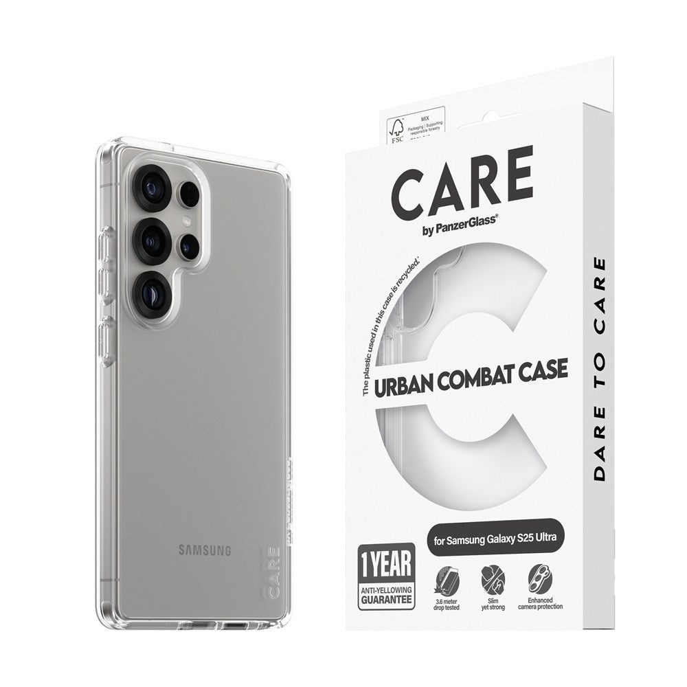 CARE by PanzerGlass Samsung Galaxy S25 Ultra FLAGSHIP Urban Combat Skal - Genomskinlig