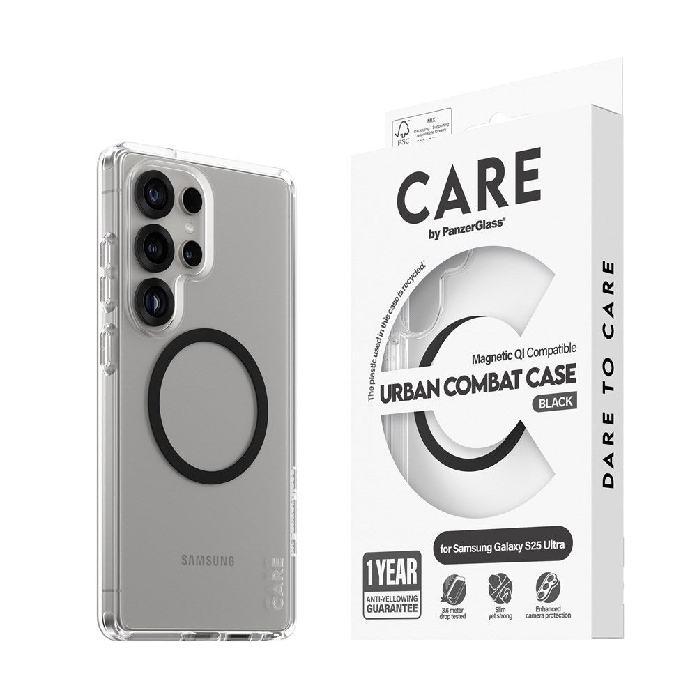 CARE by PanzerGlass Samsung Galaxy S25 Ultra FLAGSHIP Urban Combat Skal - Qi Kompatibel - Genomskinlig / Black