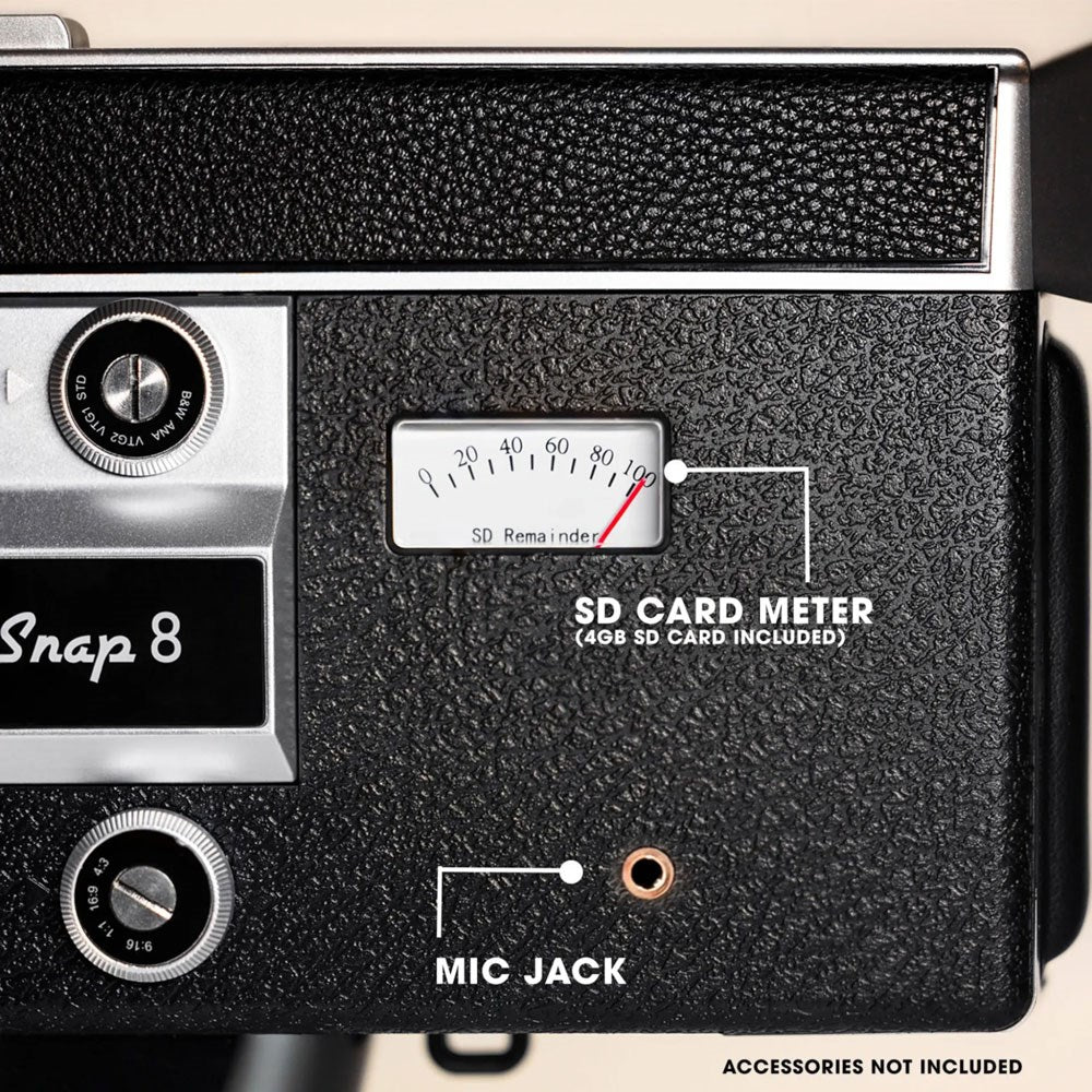 Camp Snap Videokamera med Retro-Look - 2,7K Upplösning - Inkl. 4 GB SD-Kort - Svart