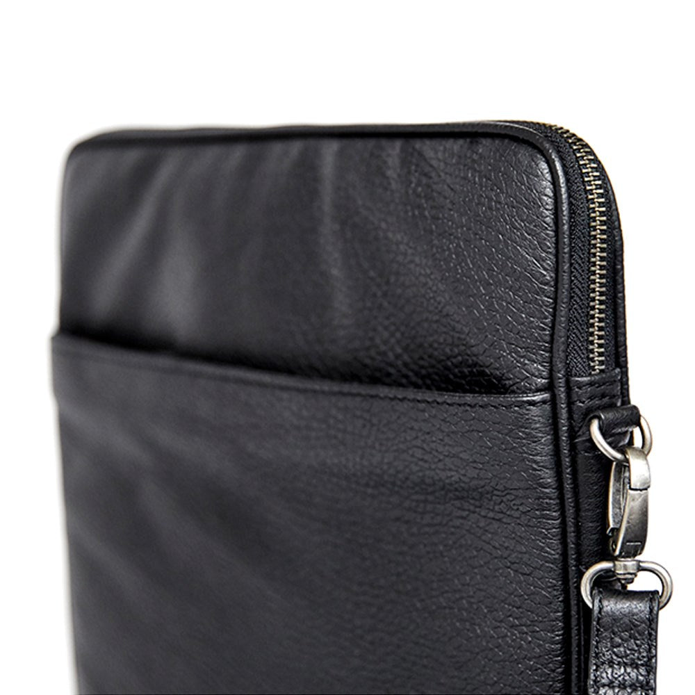 Curro Real Leather Messenger Bag 14-15" - Svart