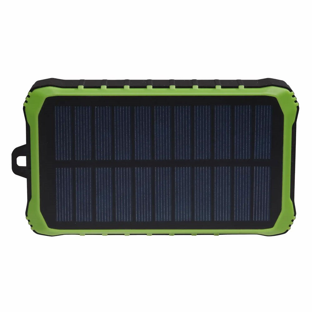 Denver PSO-10012 Solcells Powerbank m. Handvev & Ficklampa - 10.000 mAh - Svart / Grön