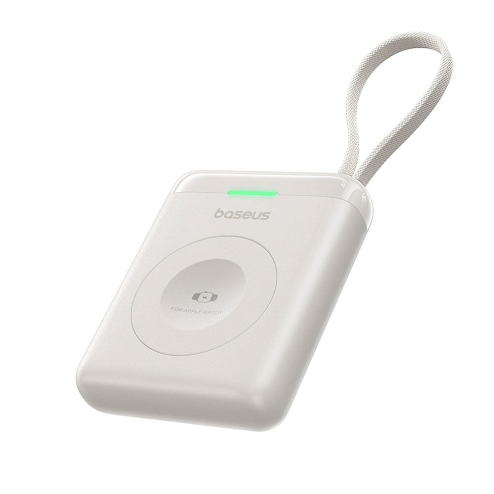 Baseus EnerFill 5W Powerbank för Apple Watch med Trådlös Laddning & Inbyggd USB-C Kabel - Vit