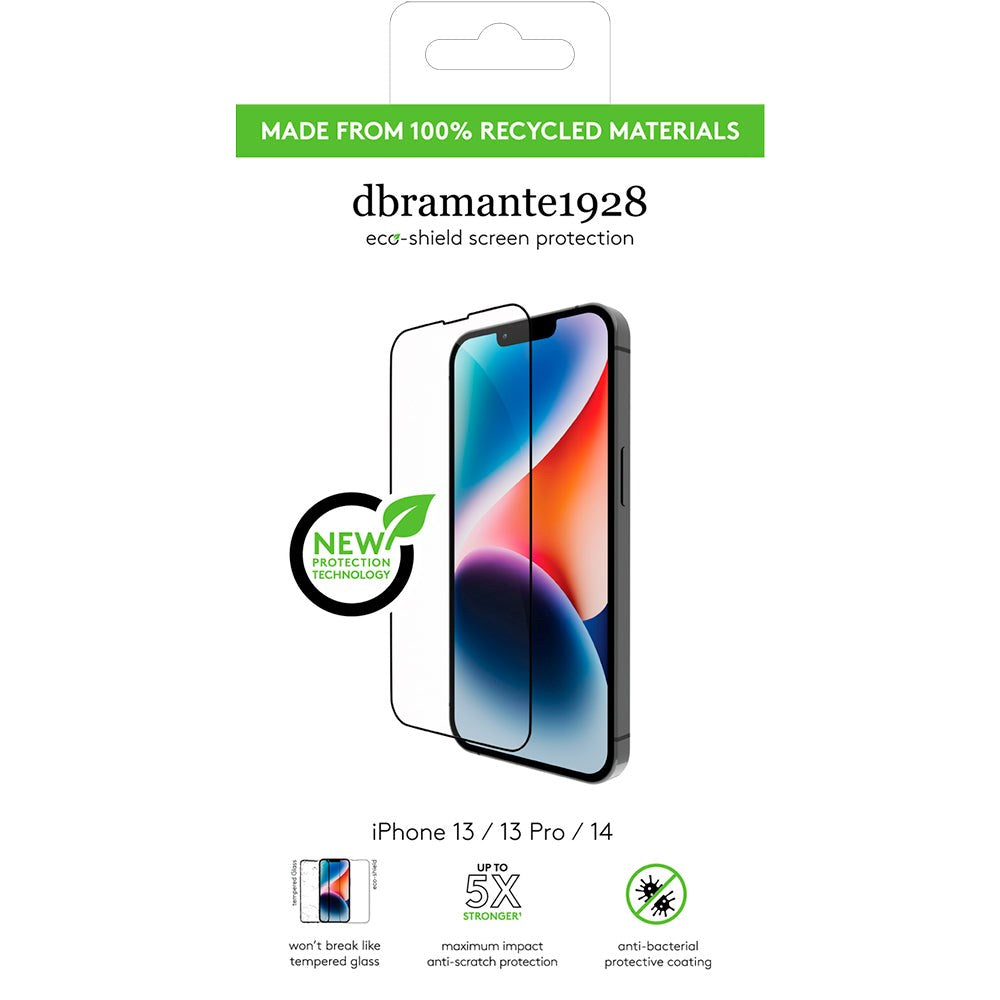 iPhone 16e / 14 / 13 / 13 Pro dbramante1928 Eco-Shield Skärmskydd med Monteringsram - Svart Kant