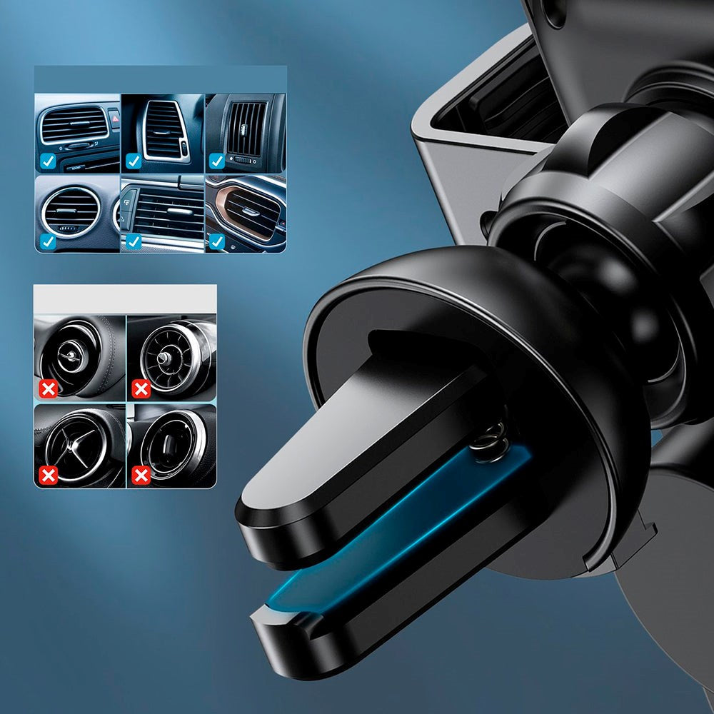 Choetech T201-F Mobilhållare för Ventilationssystem med Trådlös Laddning - Max Mobil: 55 - 125mm - Svart