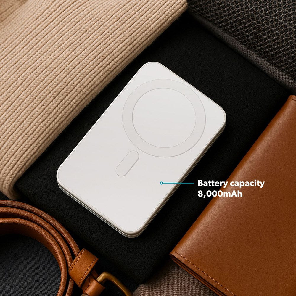 Epico 8000mAh Trådlös Powerbank med Stativfunktion - Vit