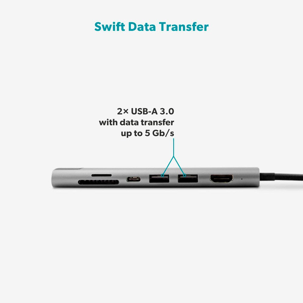 Epico Multimedia 8K USB-C 7-i-1 Hub - Space Grey