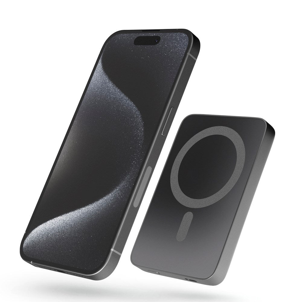 Epico Resolve Mag+ 20W Trådlös Magnetisk Powerbank 5.000 mAh med USB-C-Kabel - MagSafe-Kompatibel - Space Grey