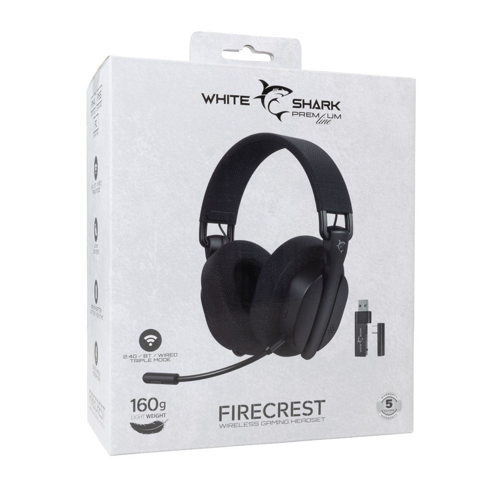 White Shark FIRECREST Trådlös Over-Ear Gaming Headset - Svart