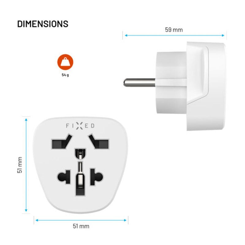 Fixed Reseadapter för EU / UK / USA / AUS - Vit