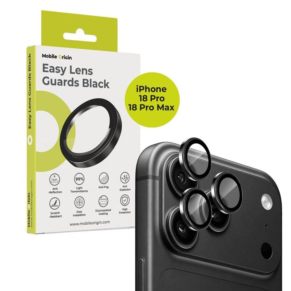 iPhone 18 Pro / 18 Pro Max Mobile Origin Easy Kameralinsskydd - Svart
