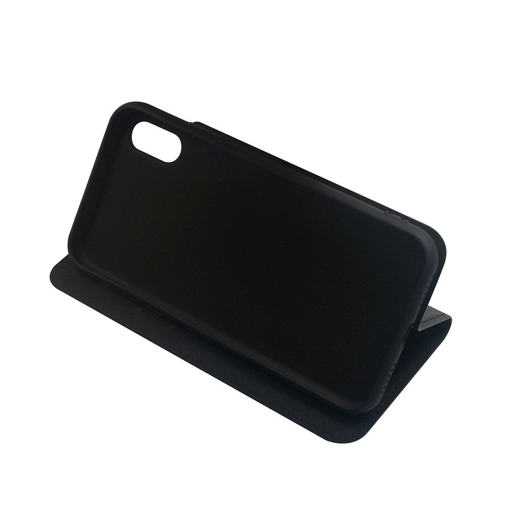 GreenMind iPhone XS Max Konstläder Flip Fodral m. Korthållare & Ställfunktion - Svart