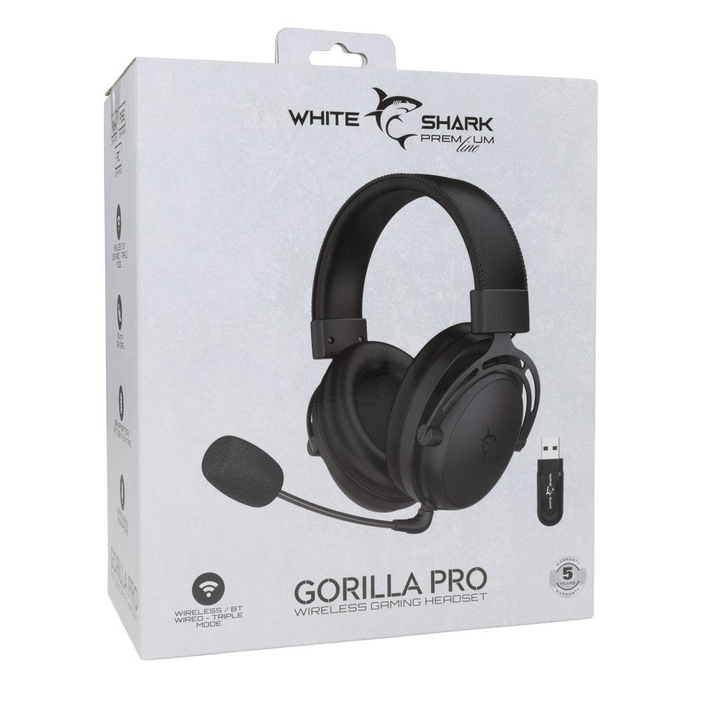 White Shark GORILLA PRO Trådlös Over-Ear Gaming Headset - Svart