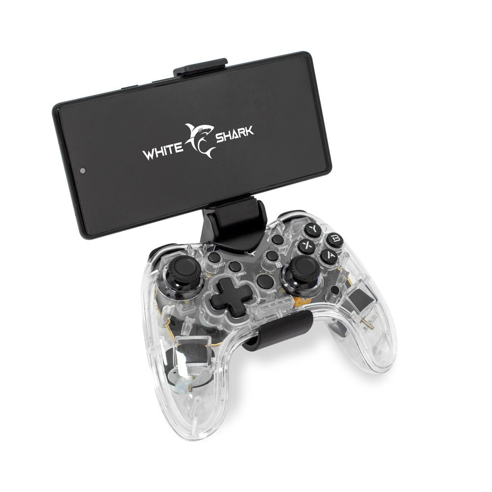 White Shark LEGION Multikompatibel Spelkonsol - Bluetooth - Inbyggd Lampa - Svart / Genomskinlig