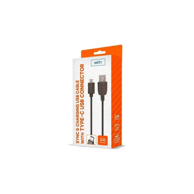 Setty USB-A till USB-C Kabel 2A - 1m - Svart