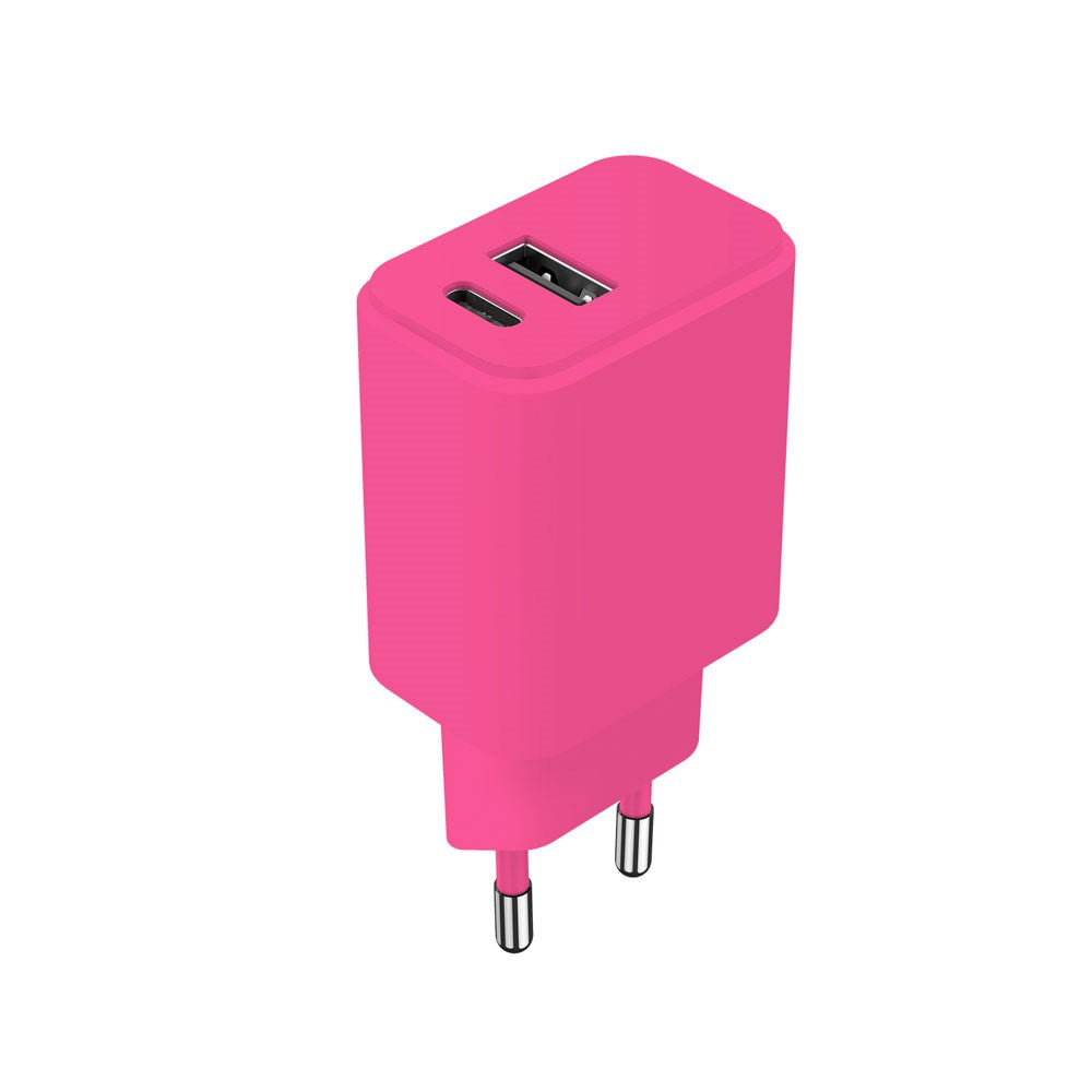 Setty 20W Väggladdare m. 1x USB-A & 1x USB-C - Pink