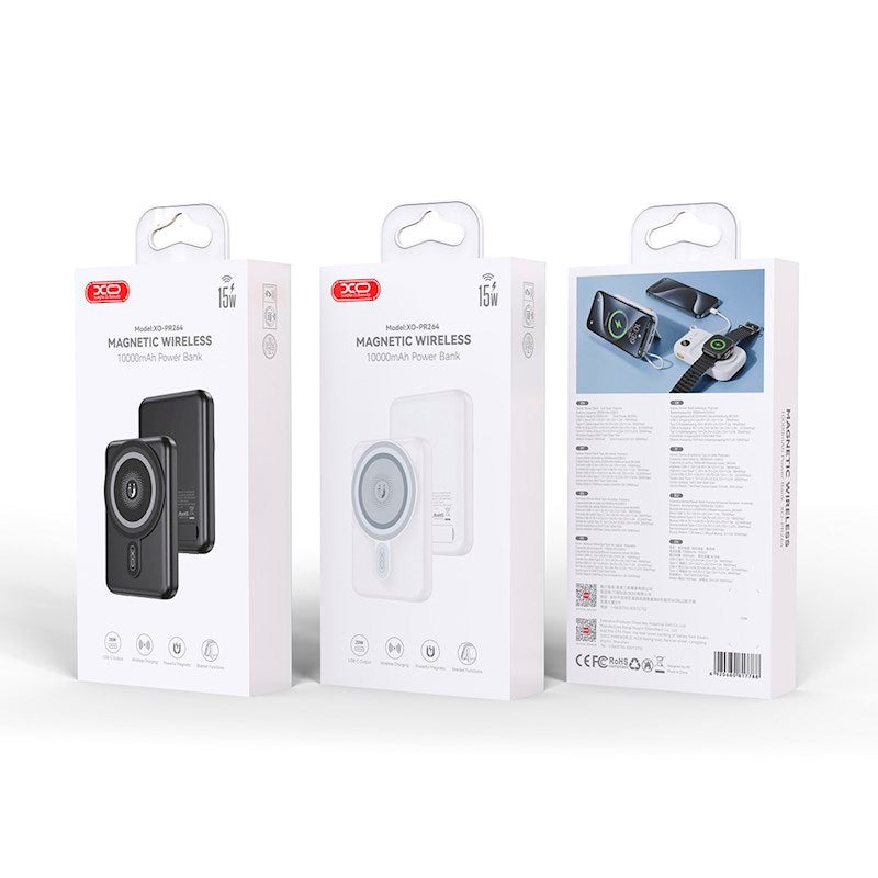 XO 20W Magnetisk Powerbank 10 000 mAh med USB-C och Stativfunktion - Svart