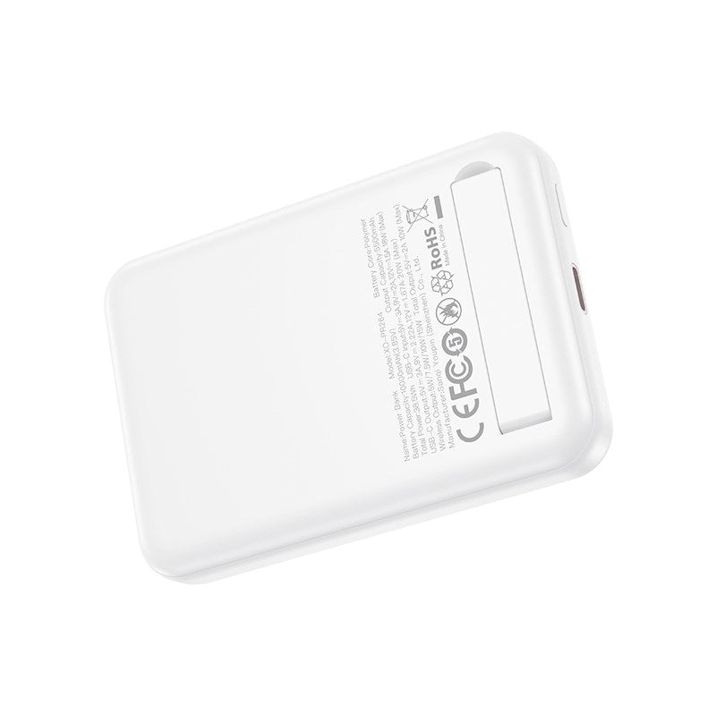 XO 20W Magnetisk Powerbank 10 000 mAh med USB-C och Stativfunktion - Vit
