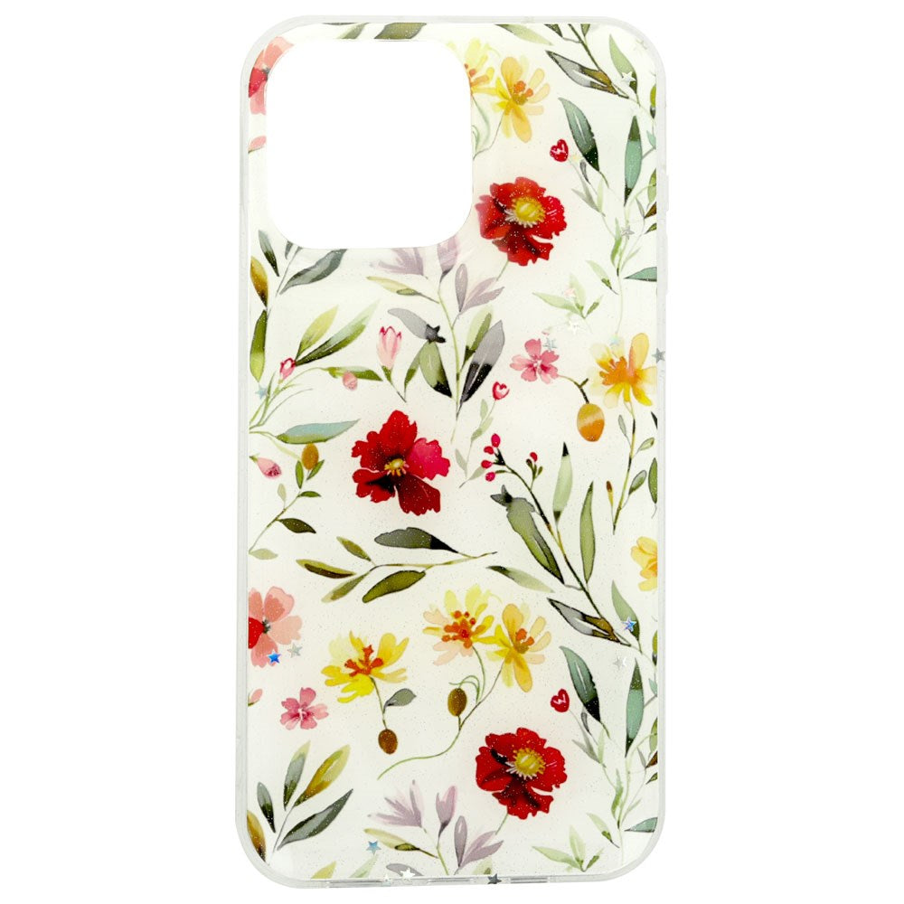 iPhone 16 Pro TFO Glow Glam Skal - Vit / Blommor