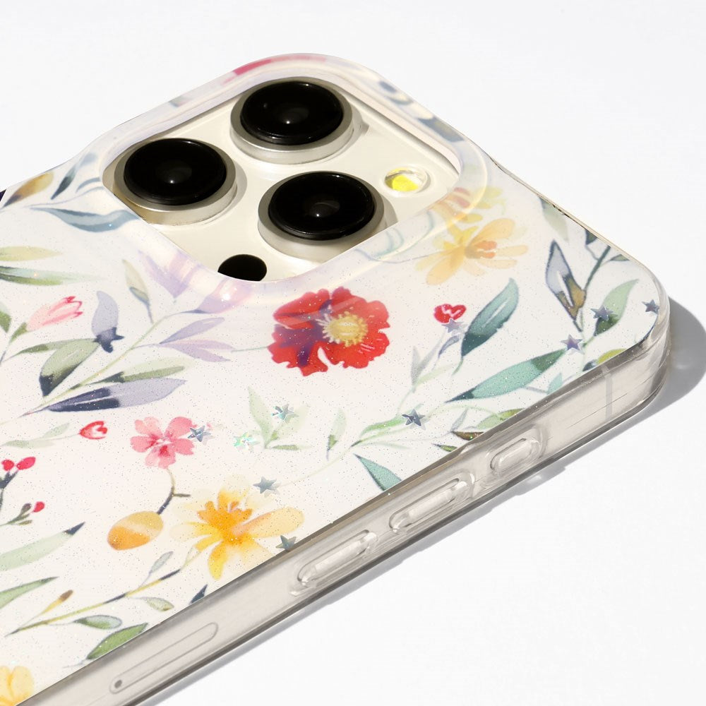 iPhone 16 Pro TFO Glow Glam Skal - Vit / Blommor