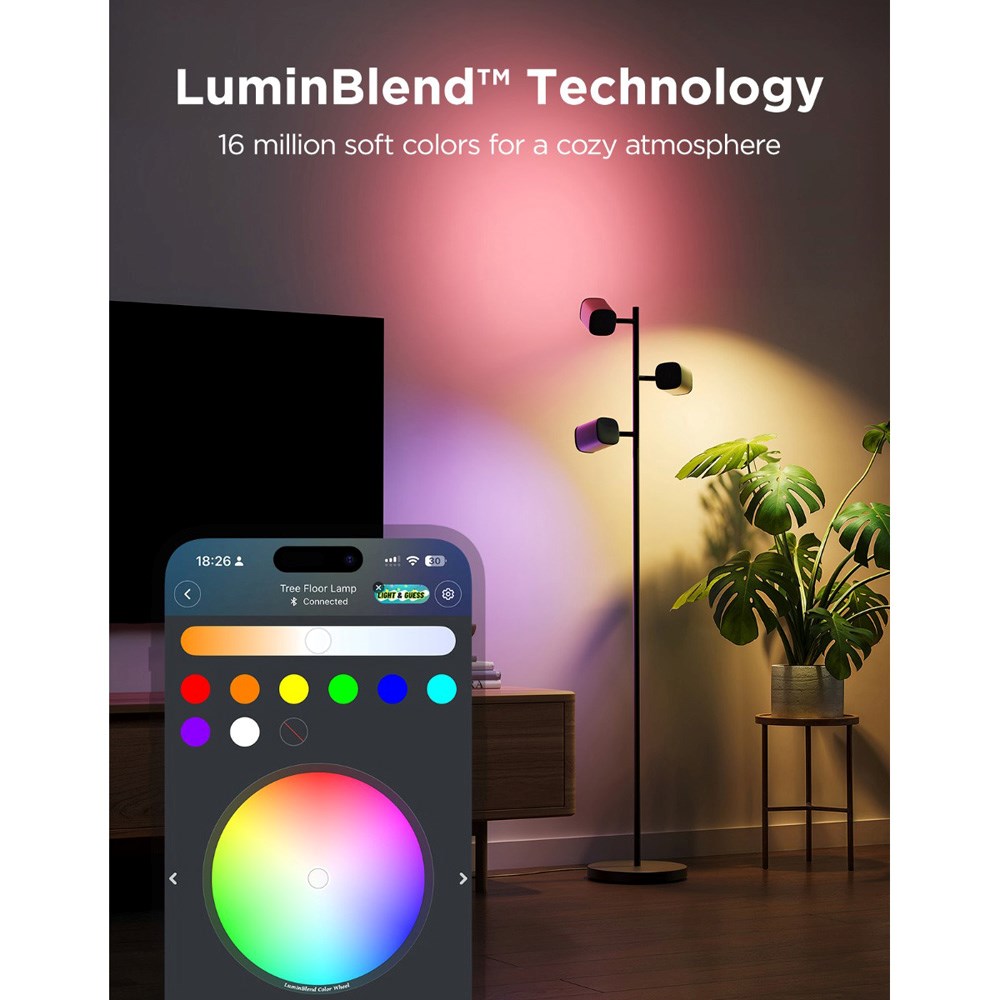 Govee Tree Floor Lamp med 3 Spottar - Svart