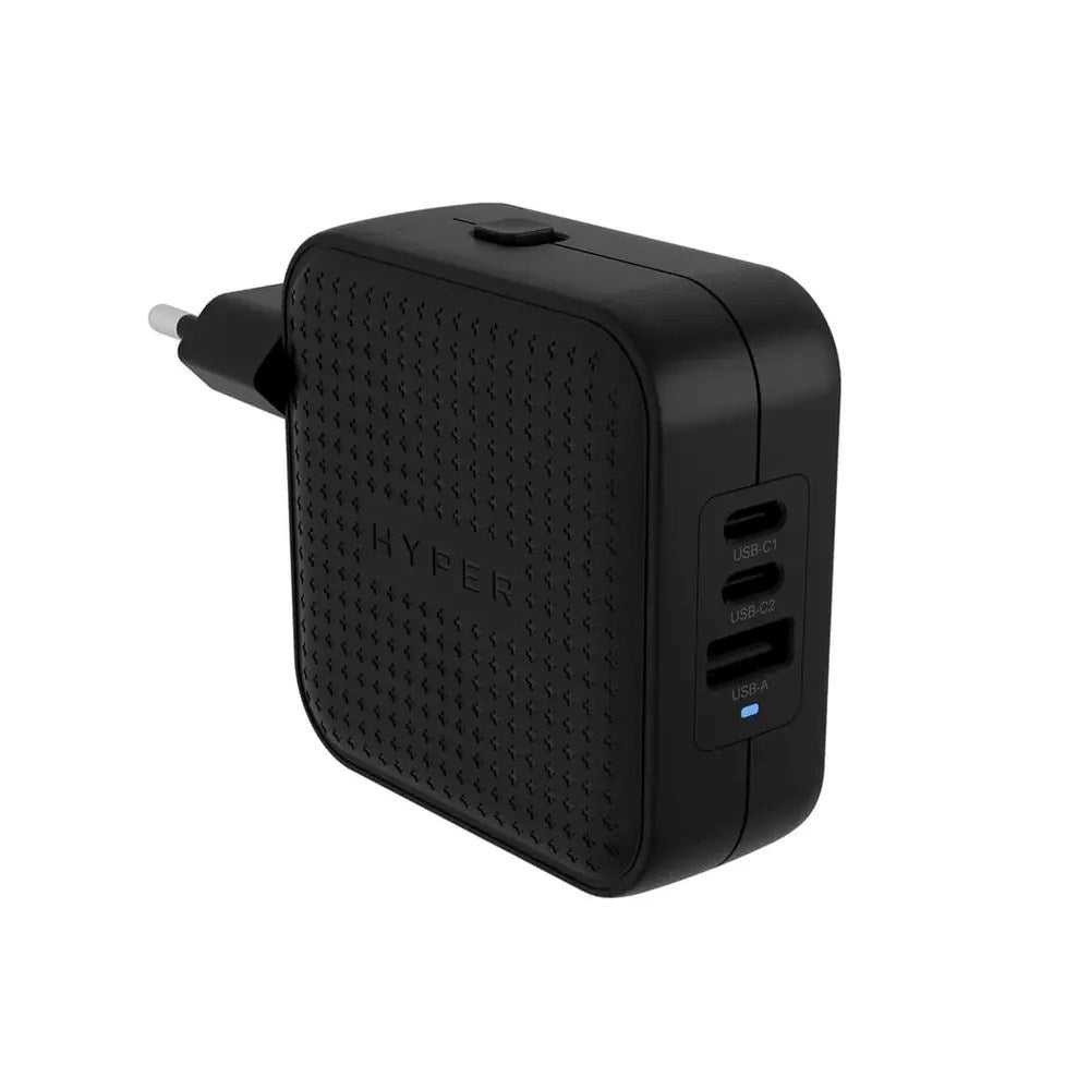 Targus HyperJuice 70W Reseladdare m. 1x USB-A & 2x USB-C - inkl. 4x Adapterkontakter - Svart