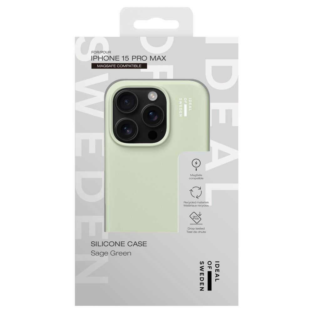 iPhone 15 Pro Max iDeal Of Sweden Silicone Skal - MagSafe Kompatibel - Sage Green