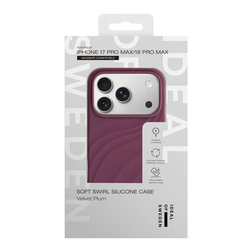 iPhone 18 Pro Max / 17 Pro Max iDeal of Sweden Soft Swirl Silicone Skal - MagSafe Kompatibel - Velvet Plum