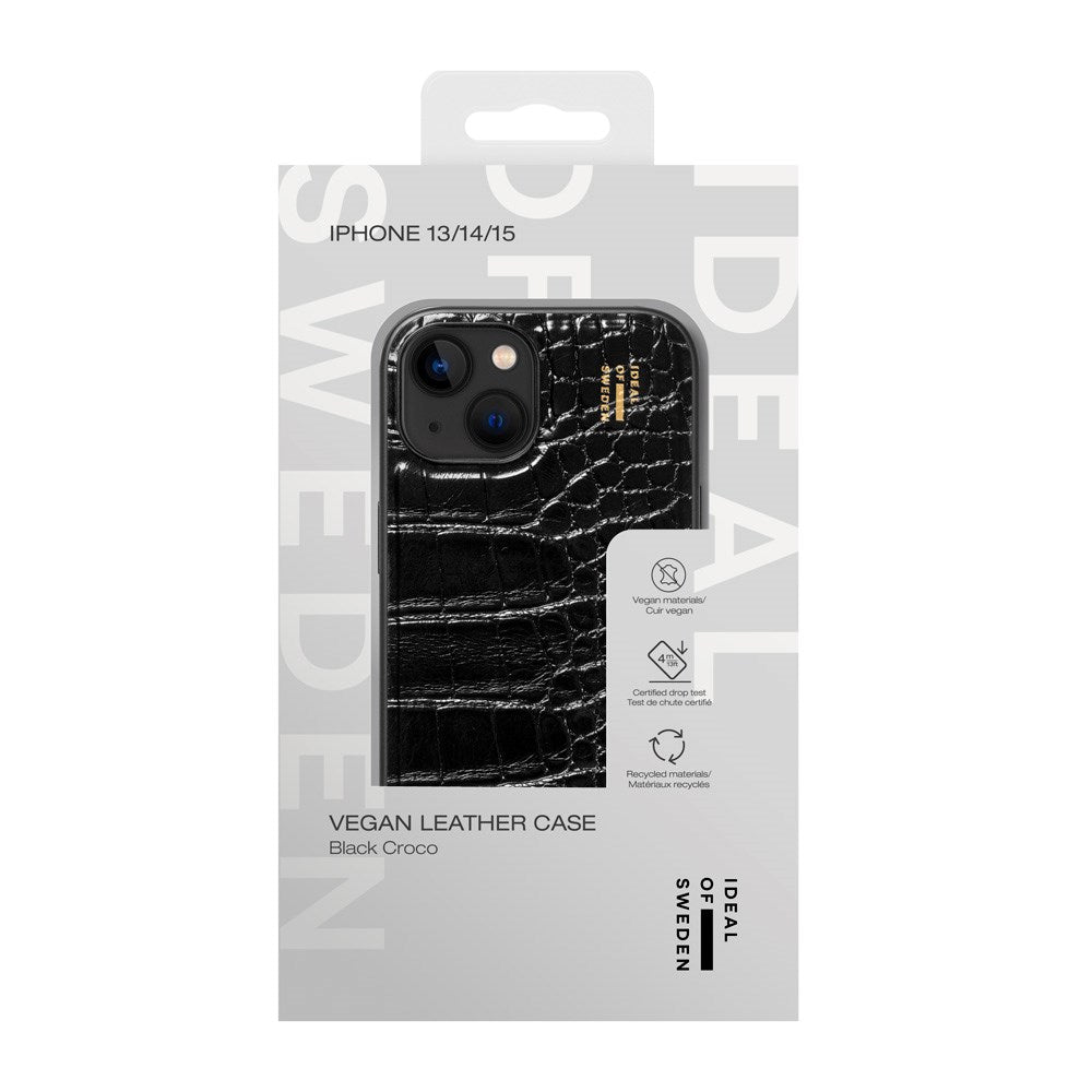 iPhone 15 iDeal Of Sweden Vegan Leather Skal - Black Croco
