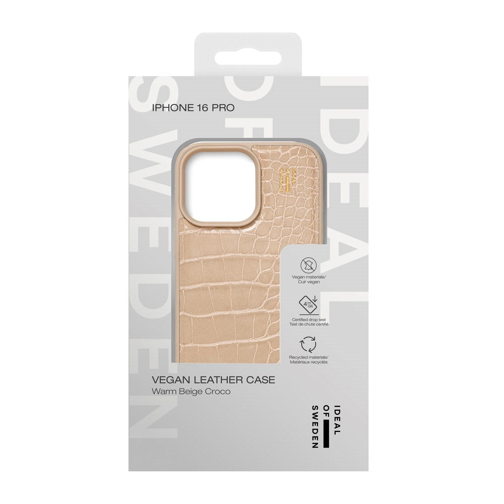 iPhone 16 Pro iDeal Of Sweden Vegan Leather Skal - Warm Beige Croco