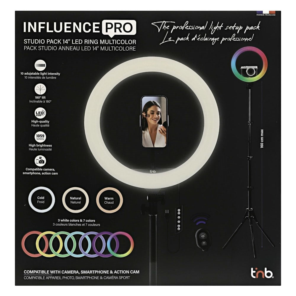 T'NB Influence Pro 14" RGBWW LED Ring Light med Justerbart Stativ och Förvaringsväska - Svart