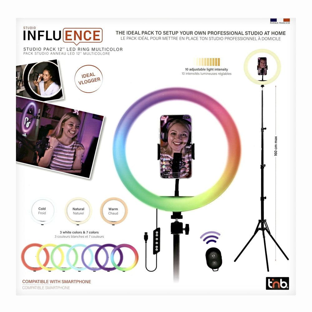 T'NB Influence Pro 12" RGBWW LED Ring Light med Justerbart Stativ för Smartphone - Svart