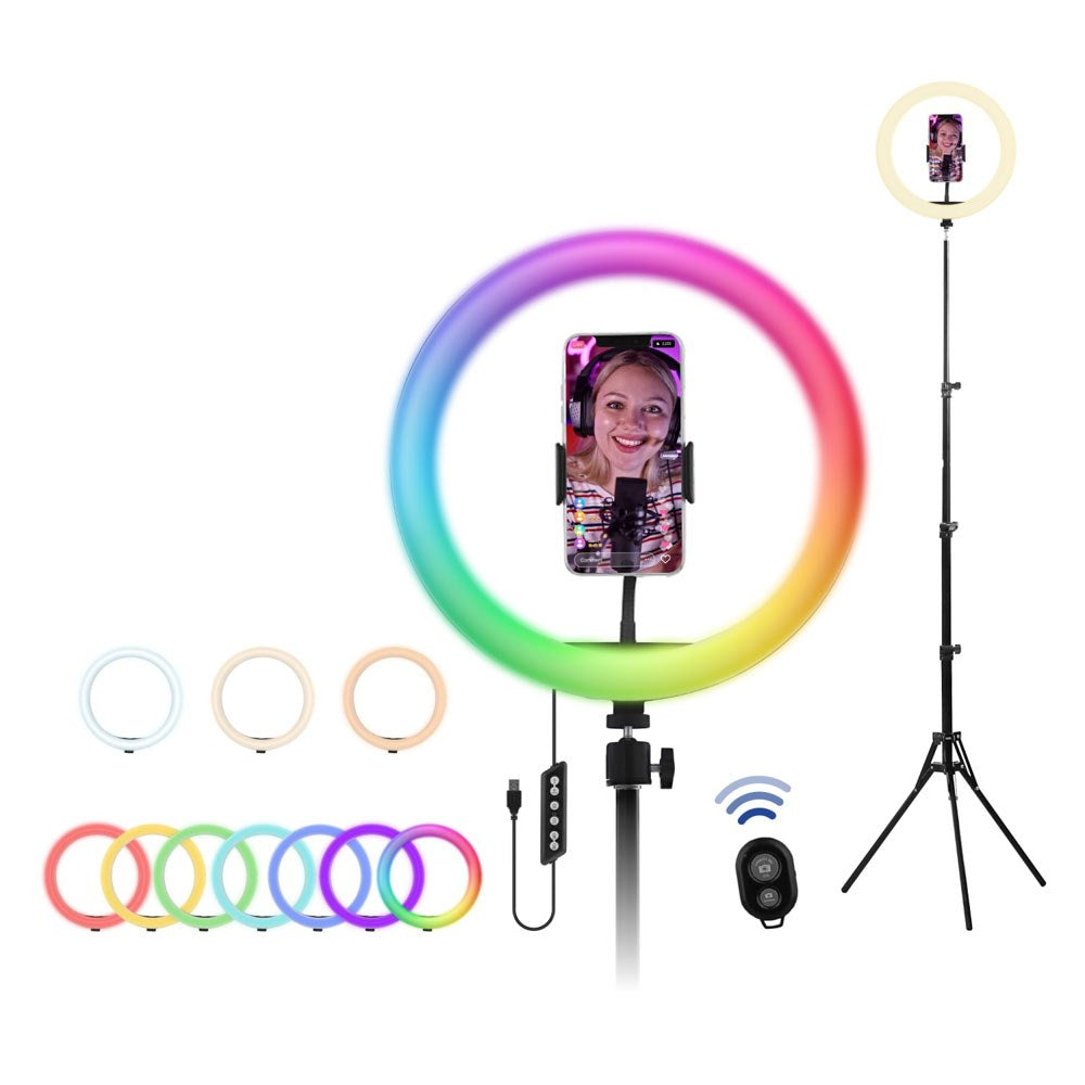T'NB Influence Pro 12" RGBWW LED Ring Light med Justerbart Stativ för Smartphone - Svart