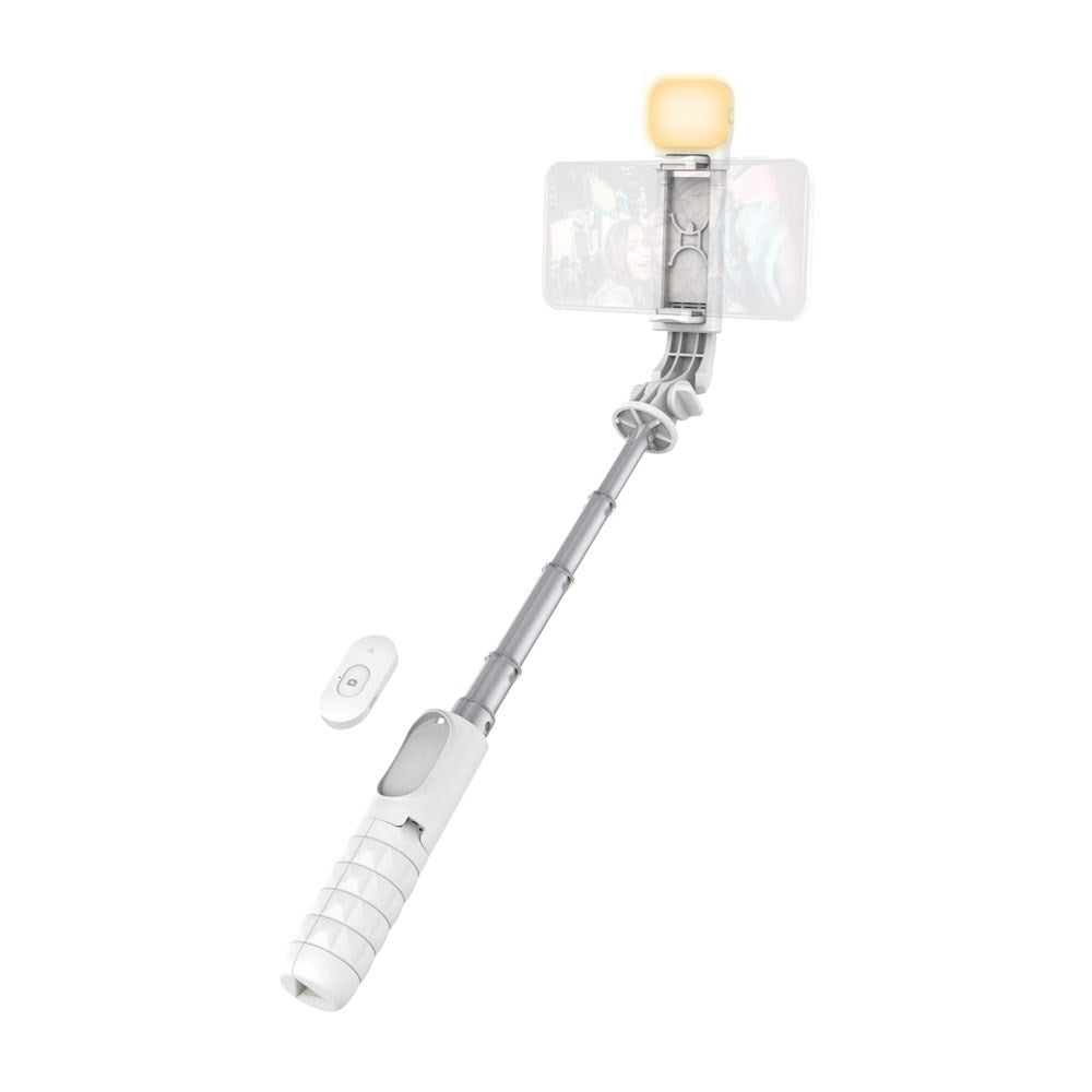 T'NB Influence Pro 2-i-1 Selfie Stick med Stativfunktion och LED-Ljus - Vit