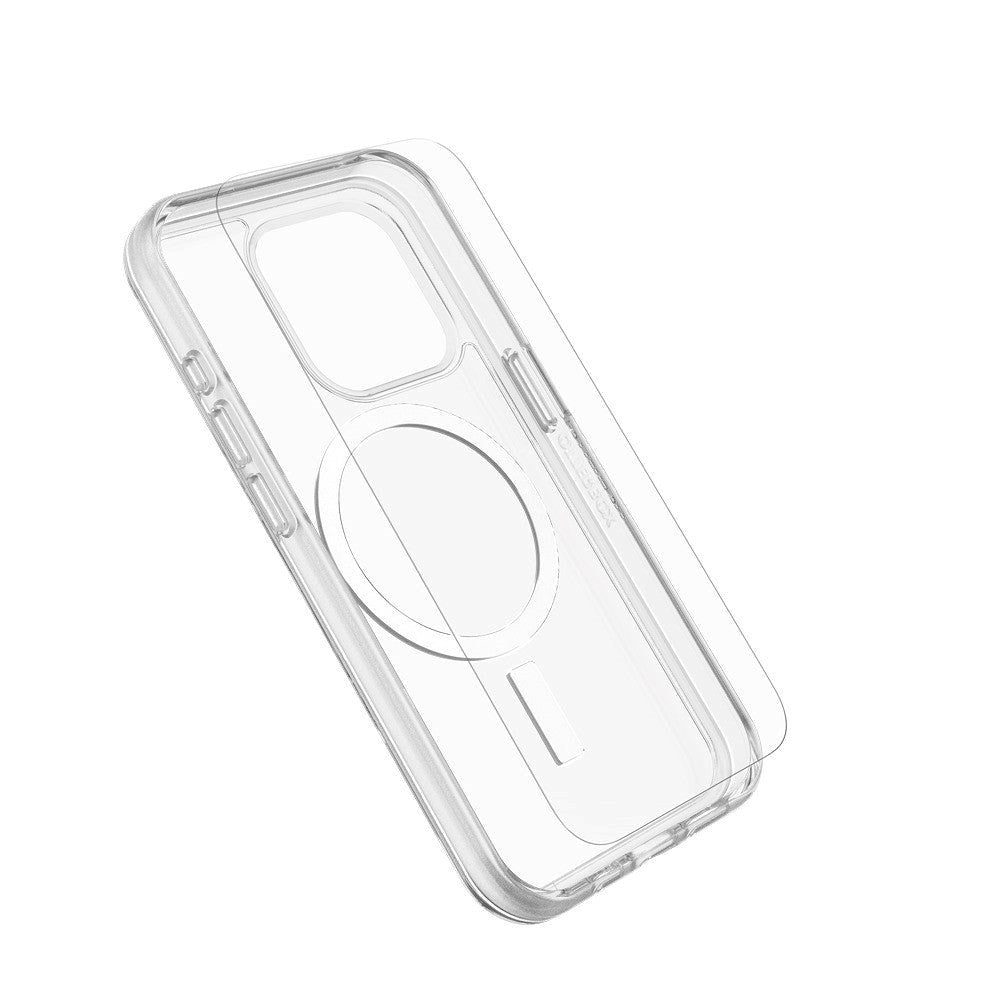 OtterBox iPhone 15 Pro Protection + Power Kit - MagSafe Skal, Skärmskydd & 20W Väggladdare - Genomskinlig / Vit