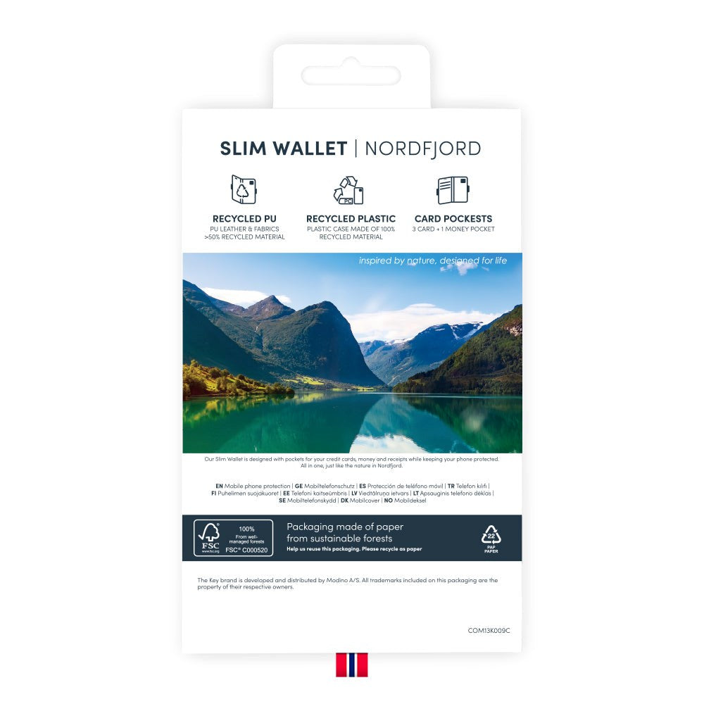 iPhone 14 Plus Key Nordfjord Slim Wallet Plånboksfodral - Svart