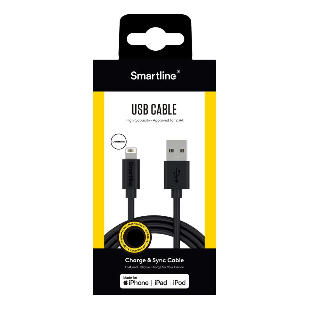 Smartline USB-A TO Lightning Cable 1m. - Svart
